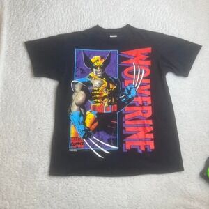 1993 X-Men Wolverine marvel men's black single stitch tshirt big logo‎ L